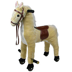 Walking Horse Soft Plush Rocking Animal Rocker With Wheels And Foot Rest  