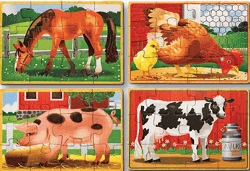4 Jigsaws In A Box Farm Animals Wooden Jigsaw Puzzles Set Melissa And Doug 