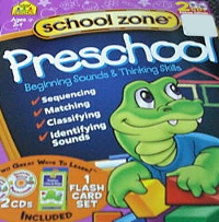 On-track Preschool Beginning Sounds & Thinking Skills Deluxe Edition Cds/flash Cards Software Box Set School Zone 